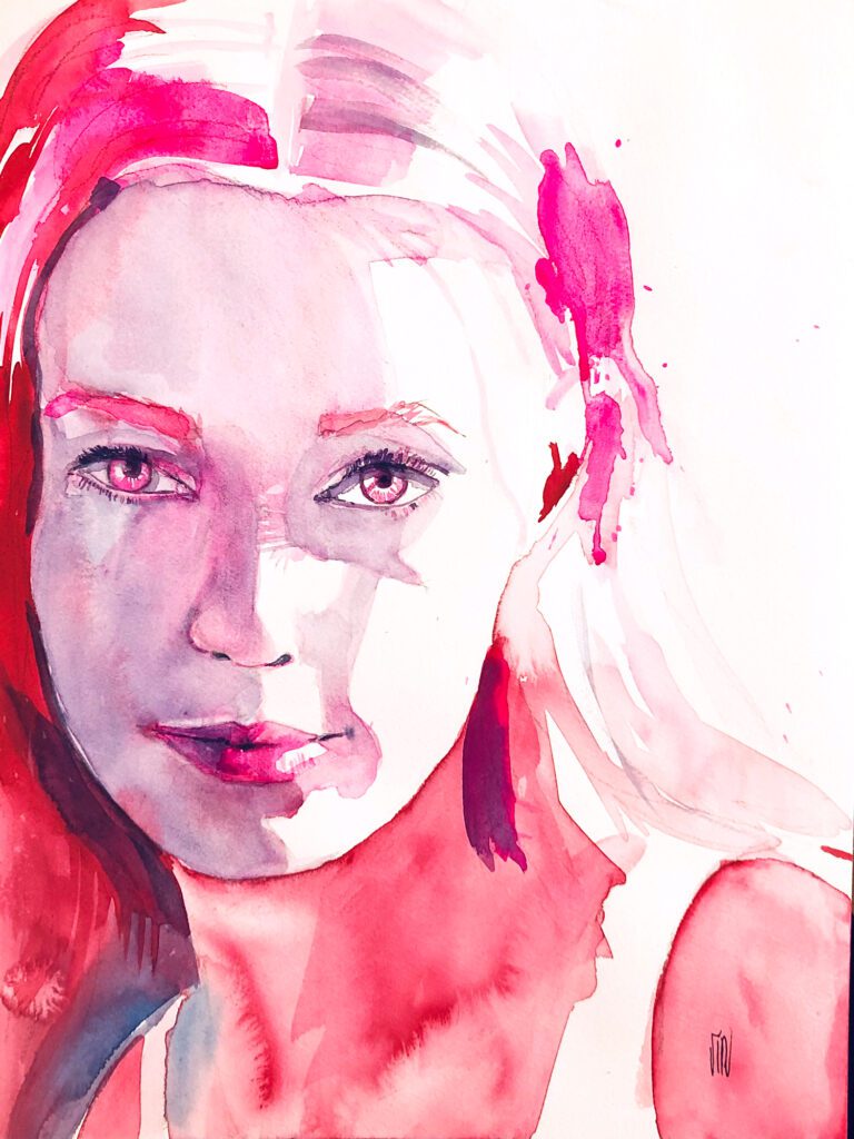 Elsa portrait aquarelle