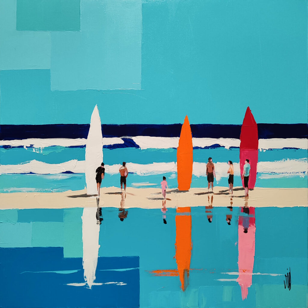 Surfs sur la plage