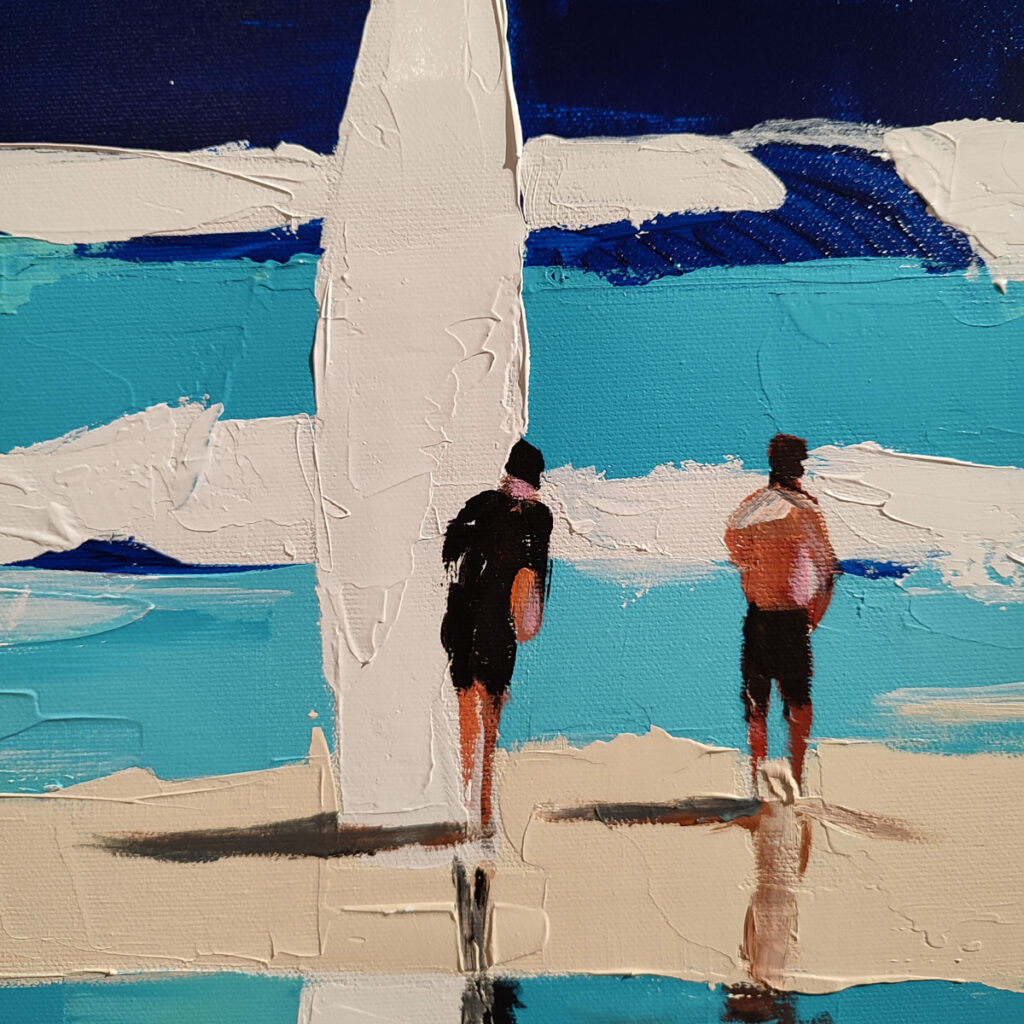Surfs sur la plage