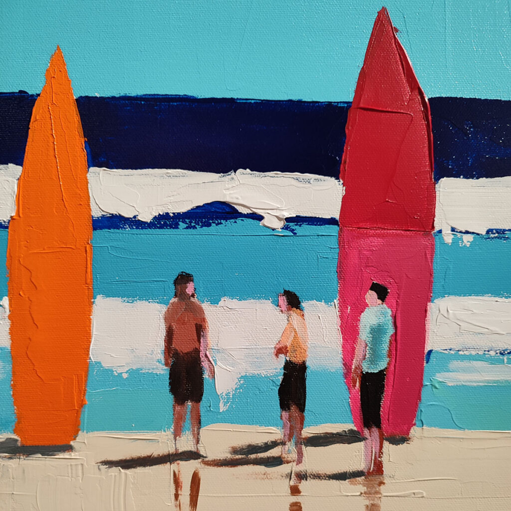 Surfs sur la plage