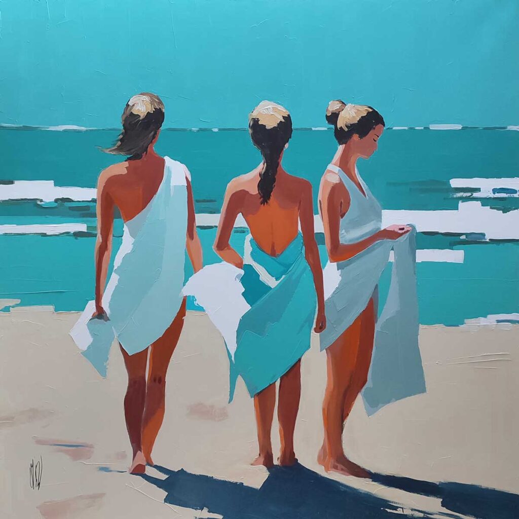 Trio sur le sable d'été