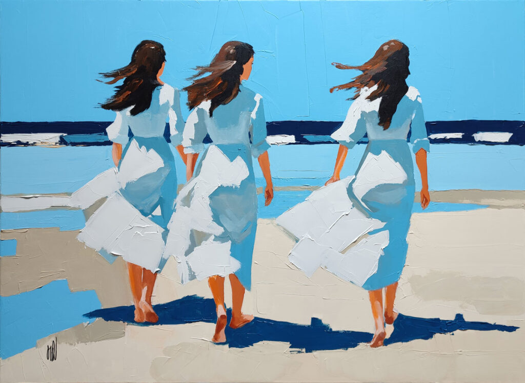Trois filles dans le vent