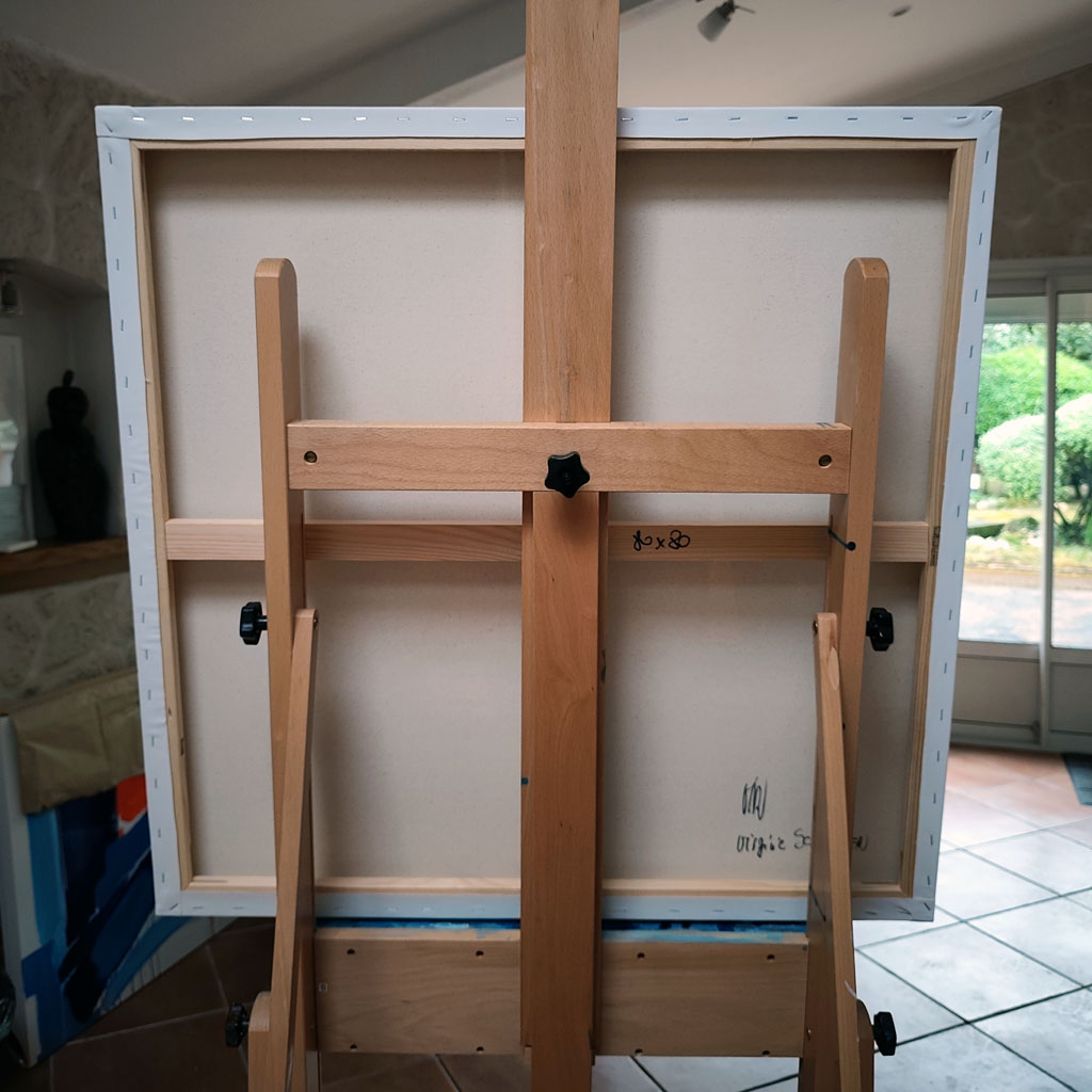 Tranquillité azur, art marine peinture vue de dos