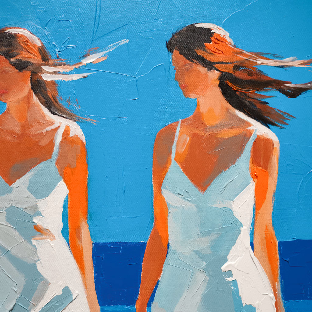 Robes blanches dans le bleu