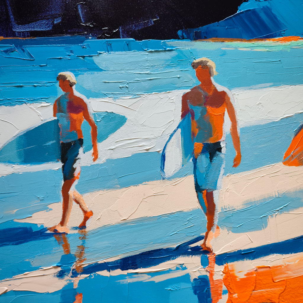 Surfeurs à l'heure bleue