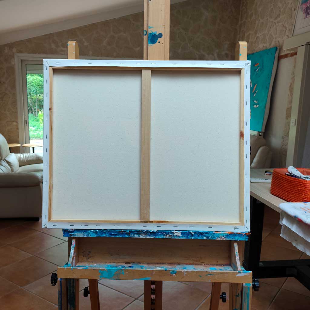 Dos de la toile peinte d'un tableau contemporain