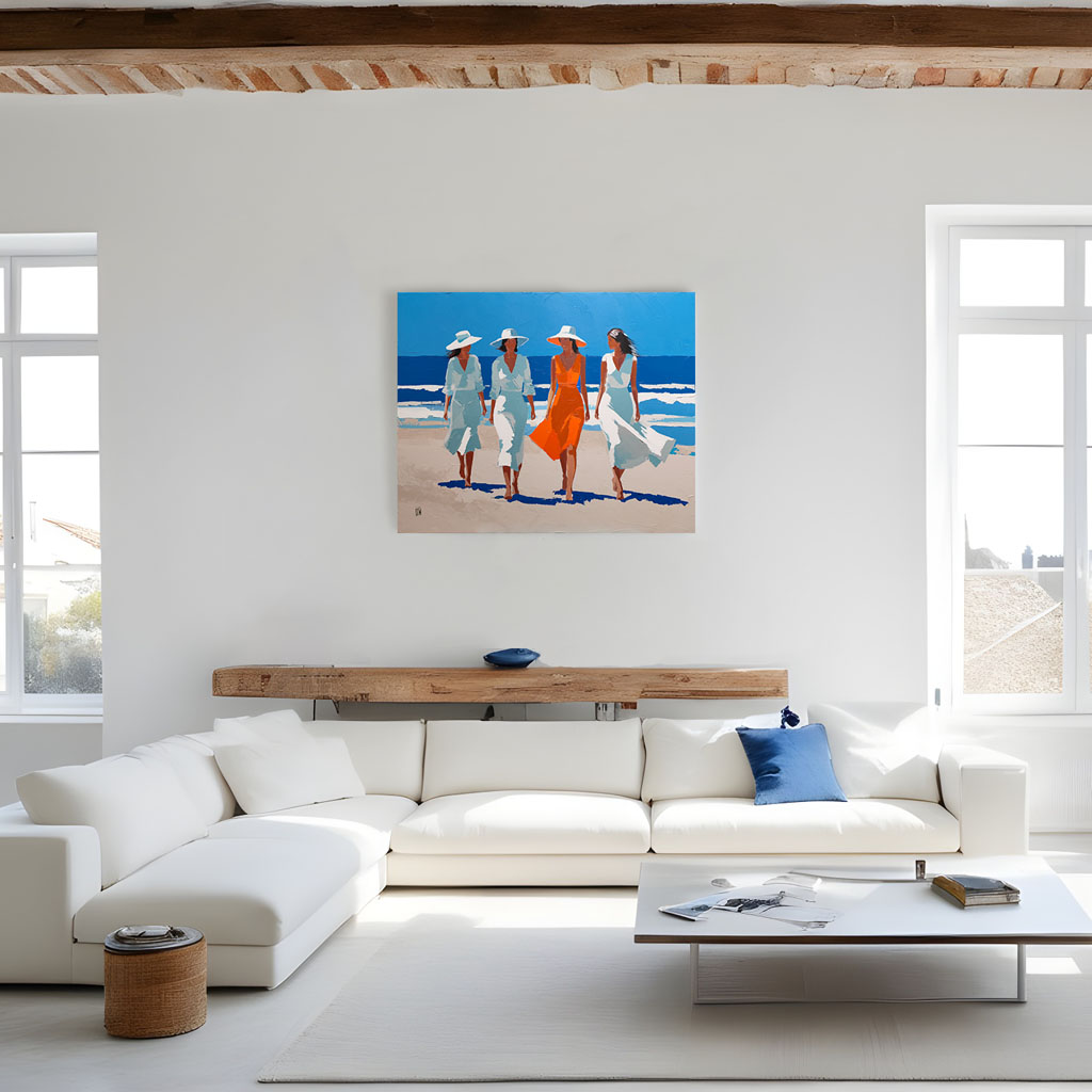 Promenade au bord de l'Ocean tableau d'art contemporain